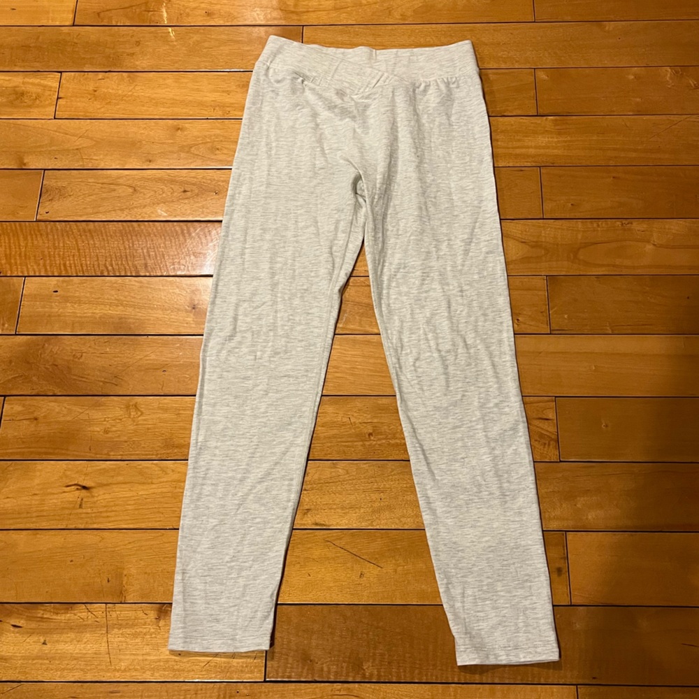 PLT white/grey leggings criss cross waist band.
